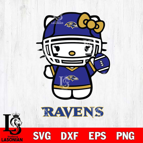 Baltimore Ravens Hello Kitty Nfl 1 Svg Eps Dxf Png File, Digital Download, Instant Download