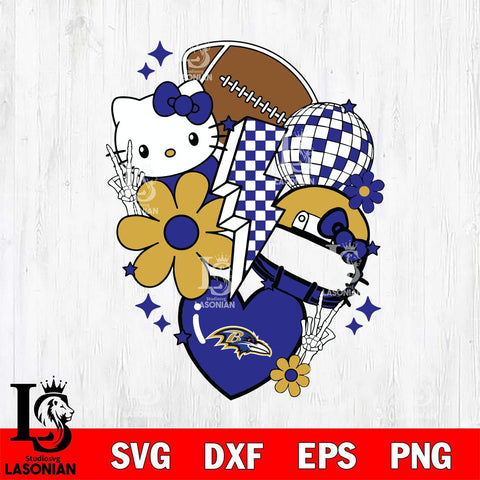 Baltimore Ravens Hello Kitty Nfl 2 Svg Eps Dxf Png File, Digital Download, Instant Download