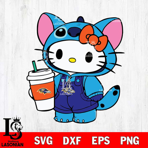 Baltimore Ravens Hello Kitty Stitch Football Svg Eps Dxf Png File, NFL svg, Digital Download, Instant Download