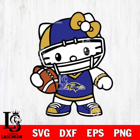 Baltimore Ravens Hello Kitty sport 2 Svg Eps Dxf Png File, Digital Download, Instant Download