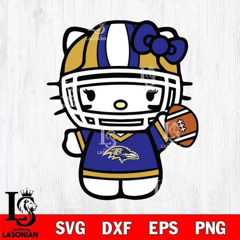 Baltimore Ravens Hello Kitty sport 9 Svg Eps Dxf Png File, Digital Download, Instant Download