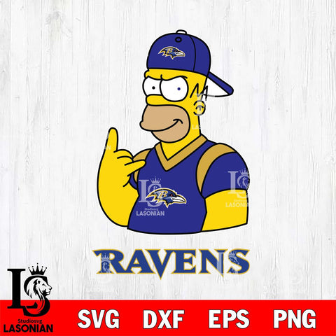 Baltimore Ravens Homer Simpson Football Cricut, NFL SVG DXF EPS PNG FILE, Digital Download,Instant Download, Silhouette