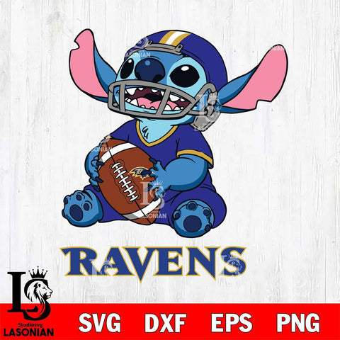 Baltimore Ravens Lilo and stitch Football SVG DXF EPS PNG FILE, Stitch File Cut,NFL Digital Download,Instant Download, Silhouette