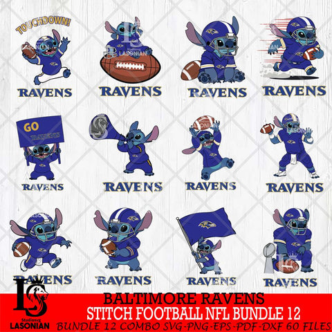Baltimore Ravens Lilo and stitch Football NFL Bundle 12 SVG DXF EPS PNG FILE, NFL File Cut, Digital Download,Instant Download, Silhouette, Cricut