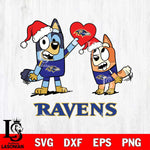 Baltimore Ravens Love Bluey Christmas Svg Eps Dxf Png File, Digital Download