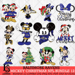 Baltimore Ravens MICKEY CHRISTMAS NFL Bundle 12 Svg Eps Dxf Png File, Digital Download, Instant Download