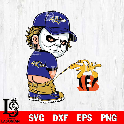 Baltimore Ravens Michael Myers Piss On Cincinnati Bengals Svg Eps Dxf Png File, Digital Download, Instant Download
