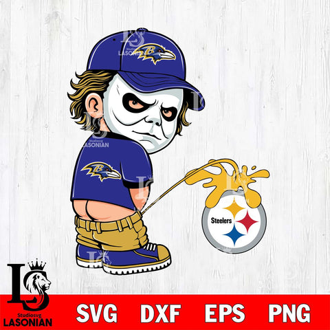 Baltimore Ravens Michael Myers Piss On Pittsburgh Steelers Svg Eps Dxf Png File, Digital Download, Instant Download