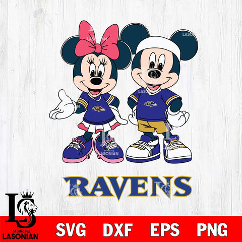 Baltimore Ravens Mickey And Minnie Football Svg Eps Dxf Png File, NFL svg , Digital Download , Instant Download, Cricut File