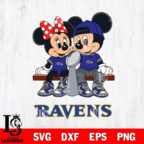 Baltimore Ravens Mickey And Minnie Football Champions Svg Eps Dxf Png File, NFL svg , Digital Download , Instant Download, Cricut File