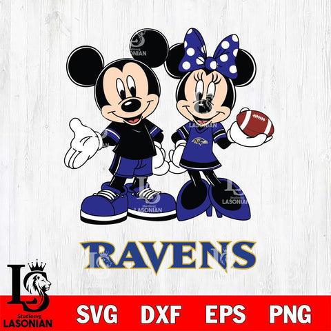 Baltimore Ravens Mickey Minnie Football Svg Eps Dxf Png File, NFL svg , Digital Download , Instant Download, Cricut File