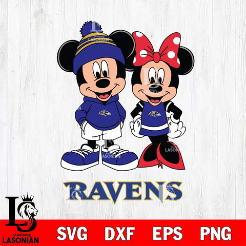 Baltimore Ravens Mickey Minnie Mouse Cute Football Svg Eps Dxf Png File, Bundle NFl svg , File Cut , Digital Download , Instant Download, Laser Cut Svg Files