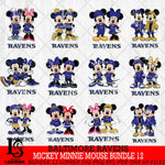 Baltimore Ravens Mickey Minnie Mouse NFL Bundle 12 Svg Eps Dxf Png File, Bundle NFl svg , File Cut , Digital Download , Instant Download, Laser Cut Svg Files
