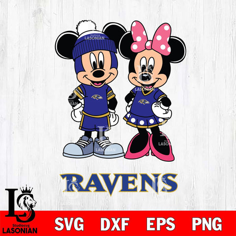 Baltimore Ravens Mickey Minnie Mouse Pink Svg Eps Dxf Png File, Bundle NFl svg , File Cut , Digital Download , Instant Download, Laser Cut Svg Files