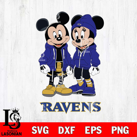 Baltimore Ravens Mickey Minnie Mouse Rugby Svg Eps Dxf Png File, Bundle NFl svg , File Cut , Digital Download , Instant Download, Laser Cut Svg Files