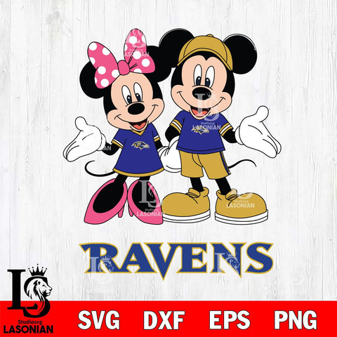 Baltimore Ravens Mickey Minnie Mouse Sport Svg Eps Dxf Png File, Bundle NFl svg , File Cut , Digital Download , Instant Download, Laser Cut Svg Files
