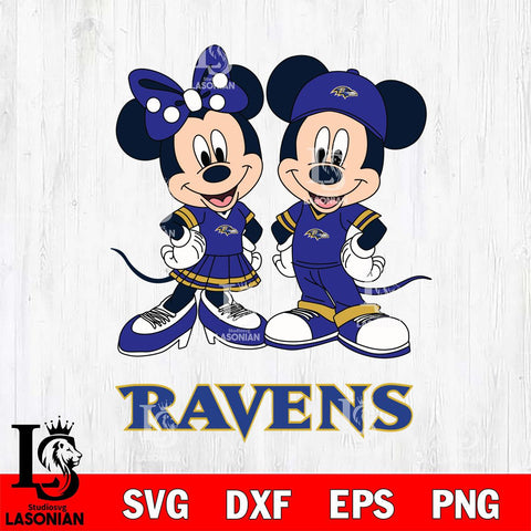 Baltimore Ravens Mickey Minnie Mouse rugby ball Svg Eps Dxf Png File, Bundle NFl svg , File Cut , Digital Download , Instant Download, Laser Cut Svg Files