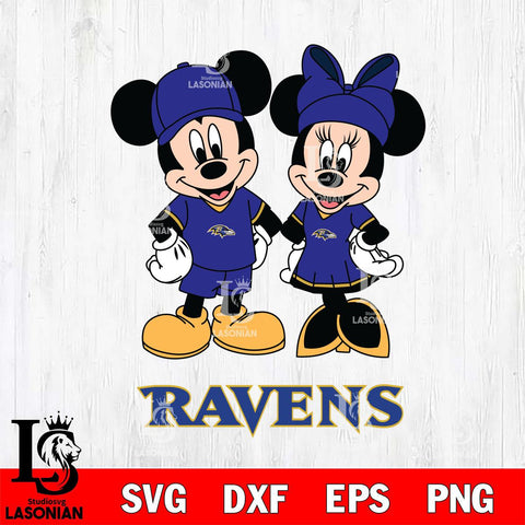 Baltimore Ravens Mickey Minnie Rugby Svg Eps Dxf Png File, Bundle NFl svg , File Cut , Digital Download , Instant Download, Laser Cut Svg Files