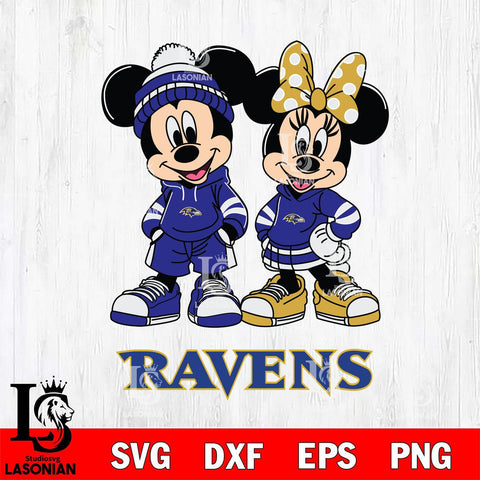 Baltimore Ravens Mickey Minnie Rugby Hoodie Svg Eps Dxf Png File, Bundle NFl svg , File Cut , Digital Download , Instant Download, Laser Cut Svg Files