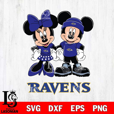 Baltimore Ravens Mickey Minnie Rugby ball Svg Eps Dxf Png File, Bundle NFl svg , File Cut , Digital Download , Instant Download, Laser Cut Svg Files