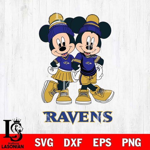 Baltimore Ravens Mickey Minnie Valentine Football Svg Eps Dxf Png File, NFL svg , Digital Download , Instant Download, Cricut File