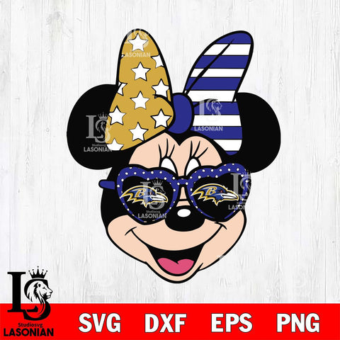 Baltimore Ravens Minnie Mouse Love Svg Eps Dxf Png File, Digital Download, Instant Download