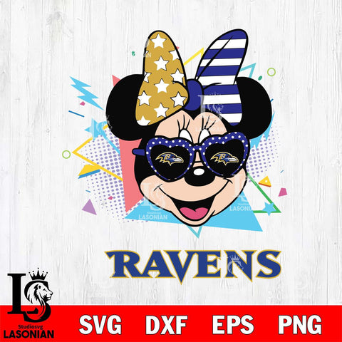 Baltimore Ravens Minnie Mouse Love Sport SVG DXF EPS PNG FILE, Disney Father day File Cut,Digital Download,Instant Download,Disney Svg Files
