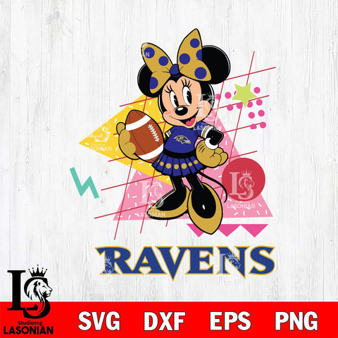 Baltimore Ravens Minnie Mouse Sport SVG DXF EPS PNG FILE, Disney Father day File Cut,Digital Download,Instant Download,Disney Svg Files