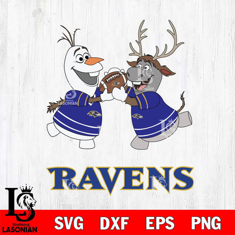 Baltimore Ravens Olaf & Sven Football Cricut,Christmas SVG DXF EPS PNG FILE, Digital Download,Instant Download, Silhouette