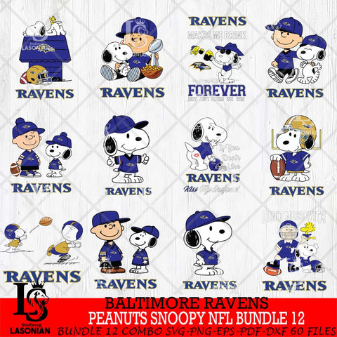 Baltimore Ravens Peanuts Snoopy Player NFL Bundle 12 SVG DXF EPS PNG FILE,Snoopy File Cut, bundle nfl Digital Download,Instant Download, Silhouette