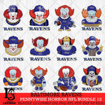 Baltimore Ravens Pennywise Horror NFL Bundle 12 SVG Eps Dxf Png File, NFL svg, Digital Download, Instant Download