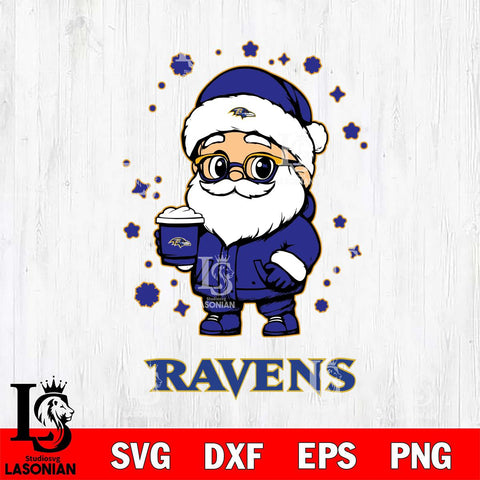 Baltimore Ravens Santa Claus Coffe Svg Eps Dxf Png File,NFL Svg Files,Digital Download,Sublimation,Instant Download