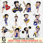 Baltimore Ravens Sexy Fan Girls Bundle 12 Svg Eps Dxf Png File, Digital Download, Instant Download