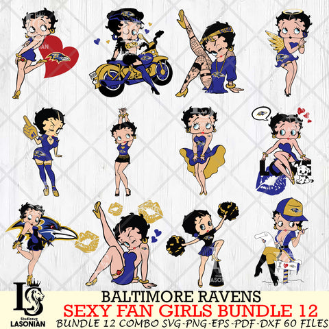 Baltimore Ravens Sexy Fan Girls Bundle 12 Svg Eps Dxf Png File, Digital Download, Instant Download