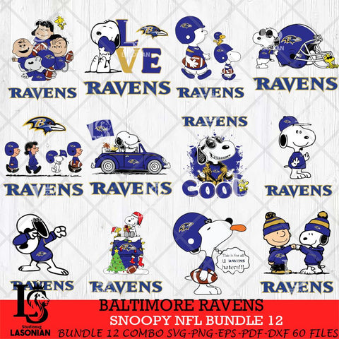 Baltimore Ravens Snoopy NFL Bundle 12 SVG Eps Dxf Png File, NFL svg, Digital Download, Instant Download