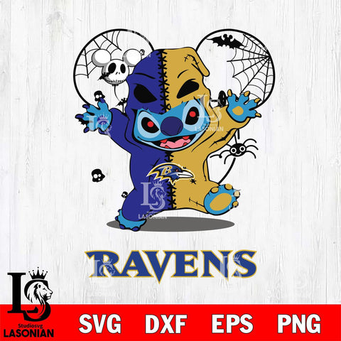 Baltimore Ravens Stitch Horror Halloween 2 Svg Eps Dxf Png File, Digital Download, Instant Download