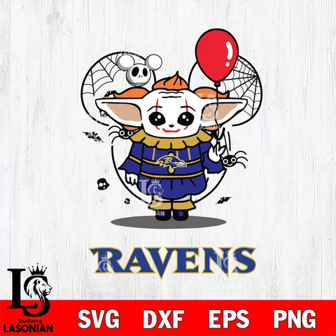 Baltimore Ravens Stitch Pennywise Halloween Svg Eps Dxf Png File, Digital Download, Instant Download