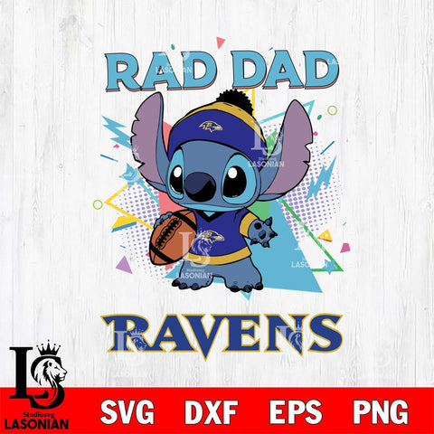 Baltimore Ravens Stitch Rad Dad SVG DXF EPS PNG FILE, Disney Father day File Cut,Digital Download,Instant Download,Disney Svg Files
