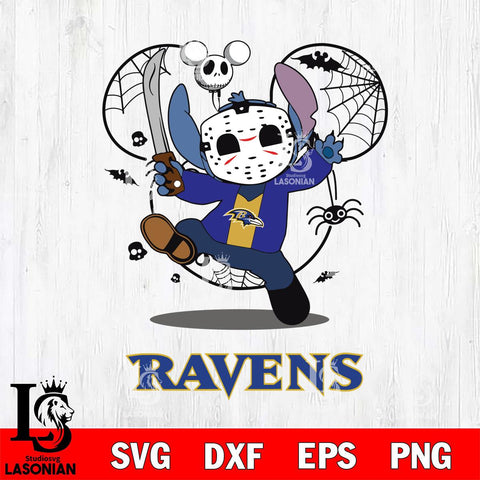 Baltimore Ravens Stitch jason voorhees Halloween Svg Eps Dxf Png File, Digital Download, Instant Download