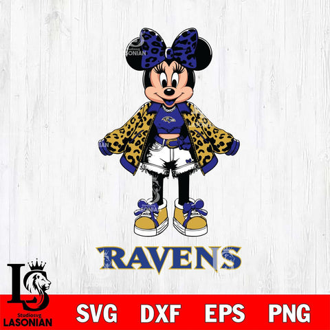 Baltimore Ravens Style Minnie Disney Svg Eps Dxf Png File, Digital Download, Instant Download