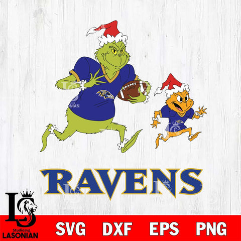 Baltimore Ravens The Grinch & Max Football Cricut,Christmas SVG DXF EPS PNG FILE, Digital Download,Instant Download, Silhouette