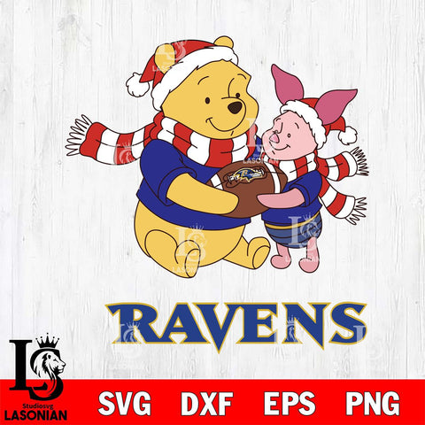 Baltimore Ravens Winnie the Pooh & Piglet Football Cricut,Christmas SVG DXF EPS PNG FILE, Digital Download,Instant Download, Silhouette