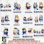 Baltimore Ravens  Bluey Dance NFL Bundle 12 SVG Eps Dxf Png File, Digital Download, Instant Download