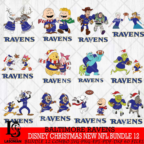 Baltimore Ravens  Disney Christmas New NFL Bundle 12 Cricut,Christmas SVG DXF EPS PNG FILE, NFL Digital Download,Instant Download, Silhouette