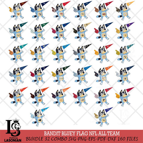 Bandit Bluey Flag NFL Svg Eps Dxf Png File,Bundle NFL Cut Svg Files,Digital File,Sublimation
