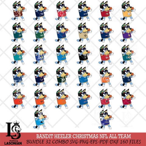 Bandit Heeler Christmas NFL ALL TEAM Svg Eps Dxf Png File, Digital Download, Instant Download
