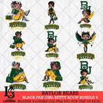Baylor Bears Black Fan Girl Betty Boop Bundle 9, Svg Eps Dxf Png File, Digital Download