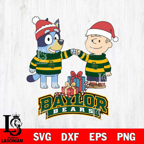 Baylor Bears Bluey With Charlie Brown Christmas File Cut, NCAA SVG DXF EPS PNG FILE, Digital Download,Instant Download, Silhouette