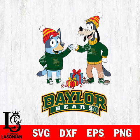 Baylor Bears Bluey With Goofy Christmas File Cut, NCAA SVG DXF EPS PNG FILE, Digital Download,Instant Download, Silhouette