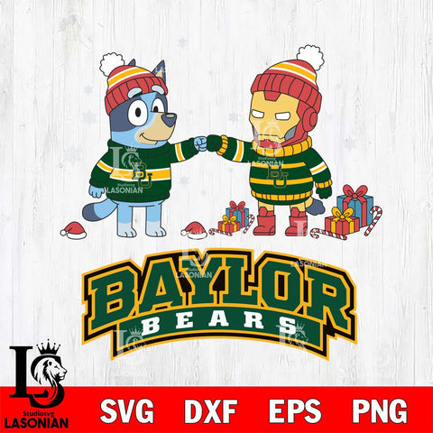 Baylor Bears Bluey With Iron man Christmas File Cut, NCAA SVG DXF EPS PNG FILE, Digital Download,Instant Download, Silhouette